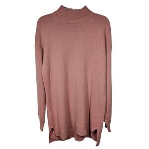 Halogen Wool & Cashmere Mock Turtleneck Sweater Pink Compact Size L